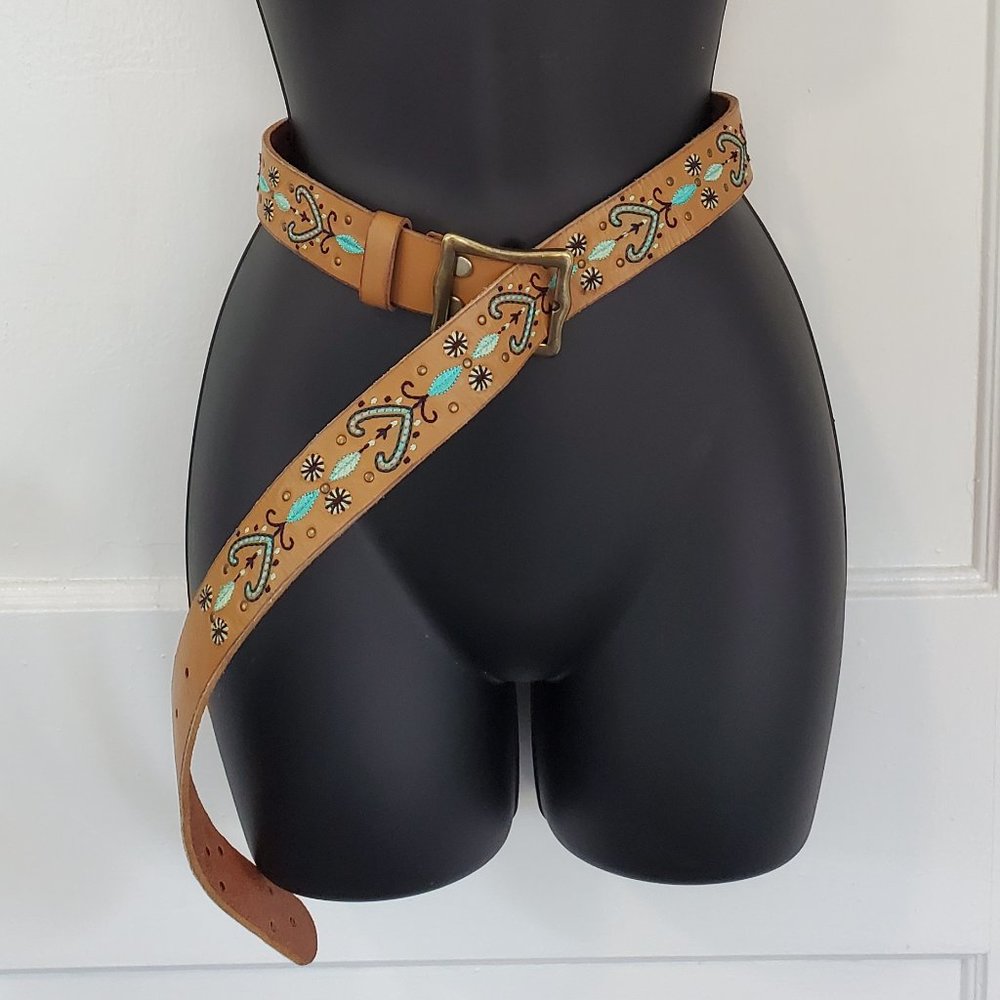 Lucky Brand Belt Southwestern Gold Blue
